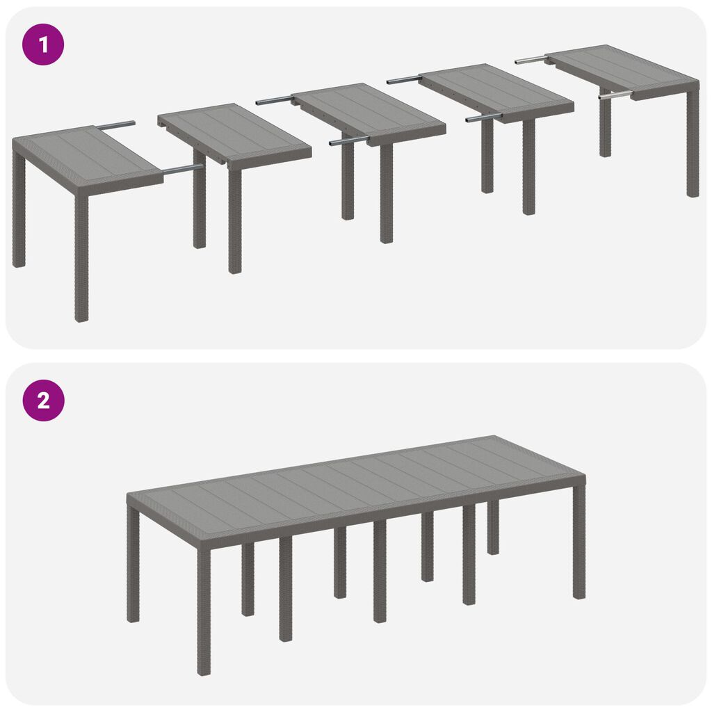 vidaXL Τραπέζι Κήπου Ανοιχτό Γκρι 250x100x73 εκ. Πολυκαρβονικό
