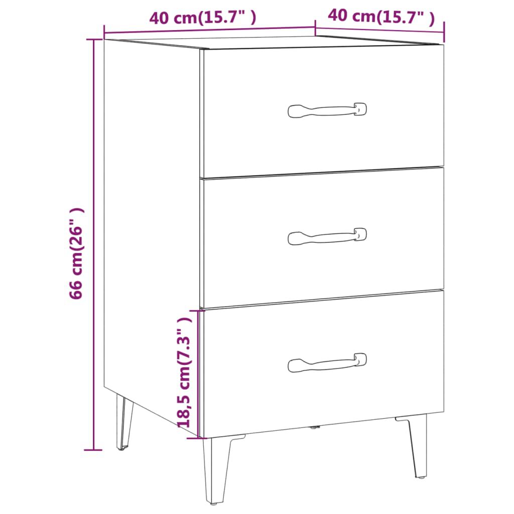 vidaXL Κομοδίνο Γκρι Σκυροδέματος 40x40x66 εκ. από Επεξεργασμένο Ξύλο