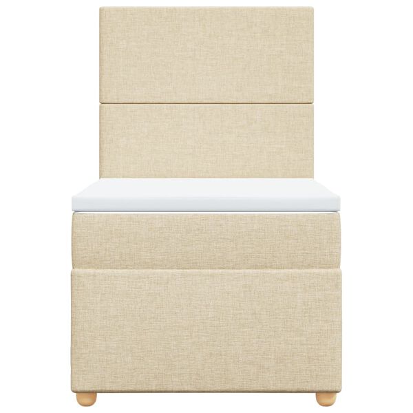 vidaXL Κρεβάτι Boxspring με Στρώμα Κρεμ 90x190 εκ.Υφασμάτινο