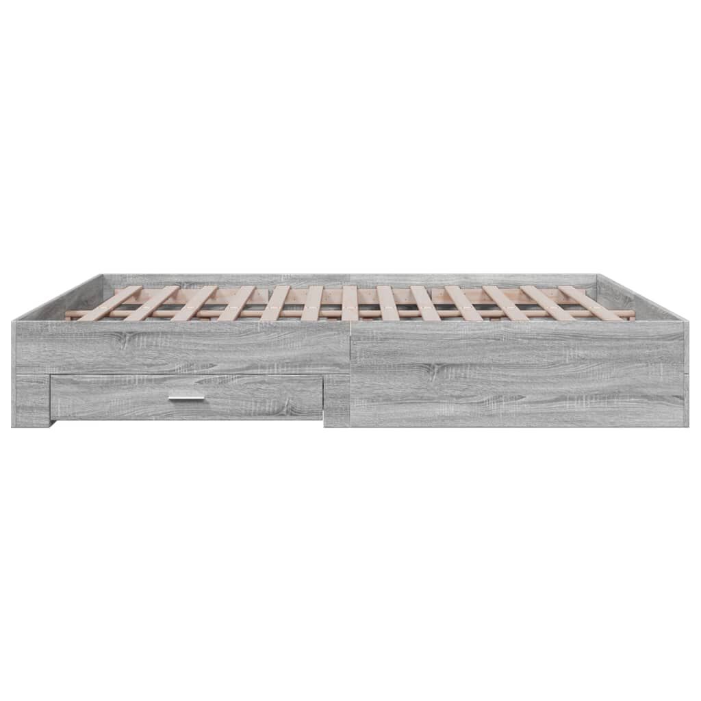 vidaXL Πλαίσιο Κρεβατιού με συρτάρια Γκρι sonoma 200x200εκ. Επεξ. Ξύλο