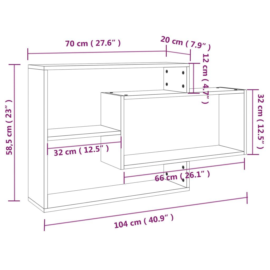 vidaXL Ραφιέρα Τοίχου Γκρι Sonoma 104x20x58,5 εκ. Επεξεργασμένο Ξύλο