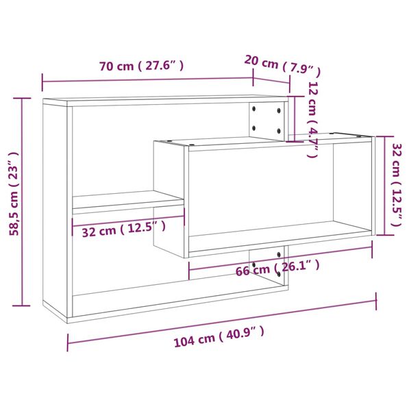 vidaXL Ραφιέρα Τοίχου Γκρι Sonoma 104x20x58,5 εκ. Επεξεργασμένο Ξύλο