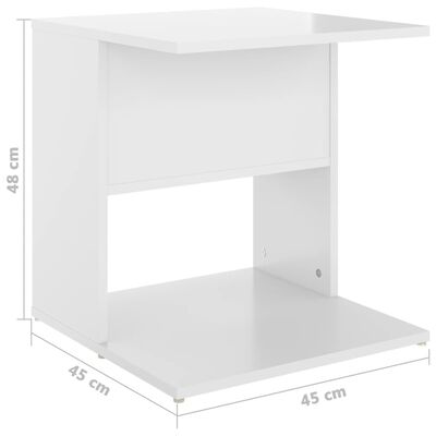 vidaXL Τραπέζι Βοηθητικό Γυαλιστερό Λευκό 45 x 45 x 48 εκ. Μοριοσανίδα