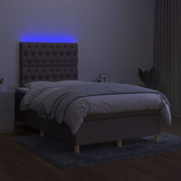 vidaXL &Kappa;&rho;&epsilon;&beta;ά&tau;&iota; Boxspring &mu;&epsilon; &Sigma;&tau;&rho;ώ&mu;&alpha; & LED Taupe 120x200 &epsilon;&kappa;. &Upsilon;&phi;&alpha;&sigma;&mu;ά&tau;&iota;&nu;&omicron;