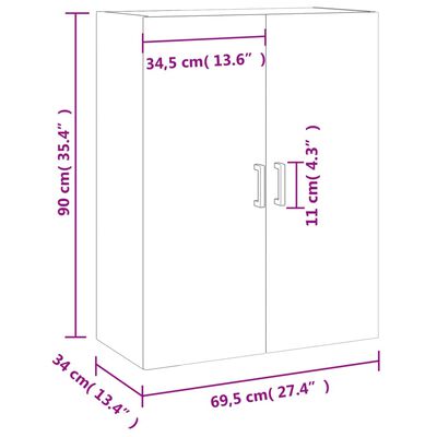 vidaXL Ντουλάπι Επιτοίχιο Sonoma Δρυς 69,5 x 34 x 90 εκ.