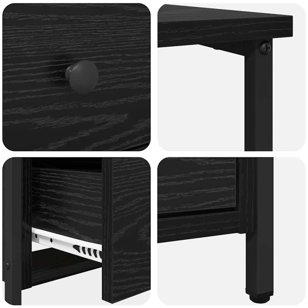 vidaXL Κομοδίνο 2 pcs Μαύρη δρυς 30 x 60 x 60 εκ. Επεξεργασμένο ξύλο