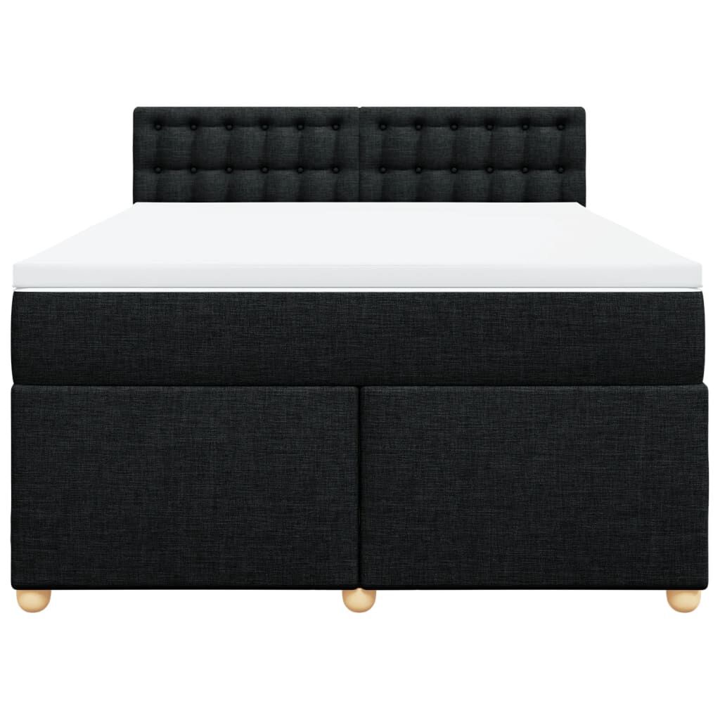 vidaXL Κρεβάτι Boxspring με Στρώμα Μαύρο 140x190 εκ. Υφασμάτινο