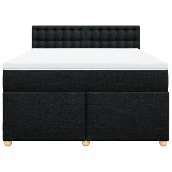 vidaXL Κρεβάτι Boxspring με Στρώμα Μαύρο 140x190 εκ. Υφασμάτινο