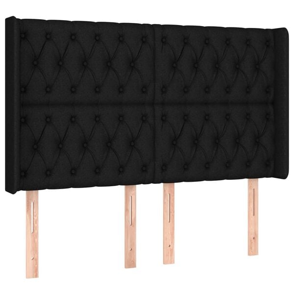 vidaXL Κεφαλάρι Κρεβατιού LED Μαύρο 147x16x118/128 εκ. Υφασμάτινο