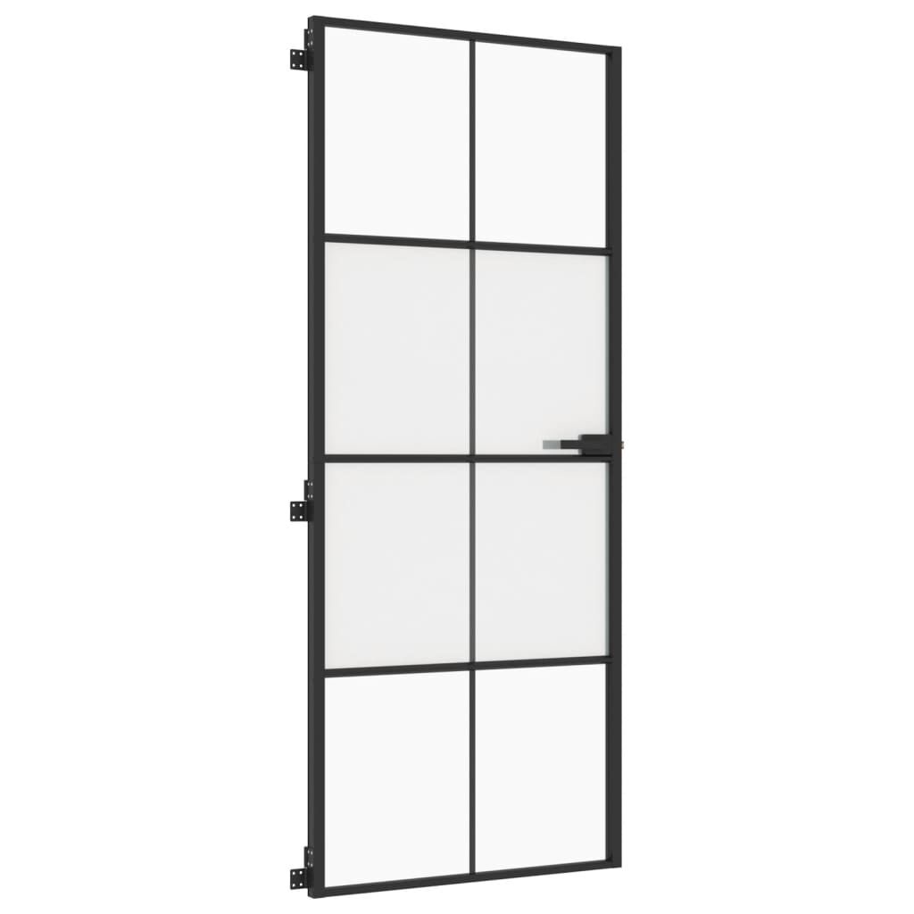 vidaXL Εσωτερική Πόρτα Μαύρη 83 x 201,5 εκ. Ψημένο Γυαλί & Αλουμίνιο