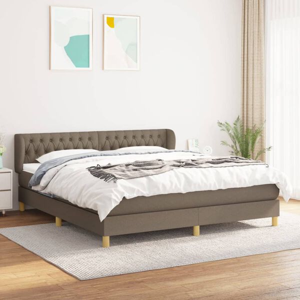vidaXL &Kappa;&rho;&epsilon;&beta;ά&tau;&iota; Boxspring &mu;&epsilon; &Sigma;&tau;&rho;ώ&mu;&alpha; Taupe 180x200 &epsilon;&kappa;. &Upsilon;&phi;&alpha;&sigma;&mu;ά&tau;&iota;&nu;&omicron;