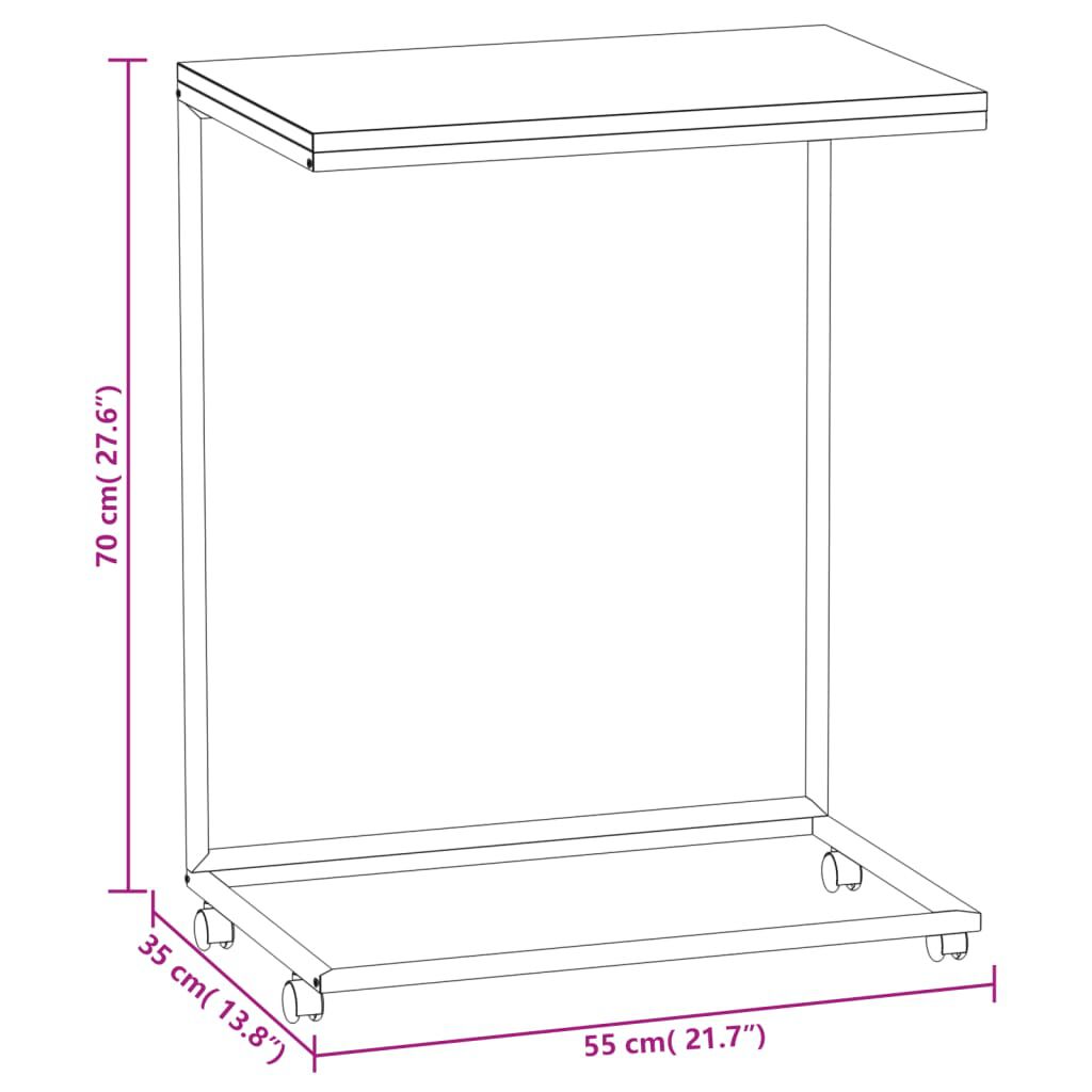 vidaXL Βοηθητικό Τραπέζι με Ρόδες Λευκό 55 x 35 x 70 εκ. Επεξ. Ξύλο