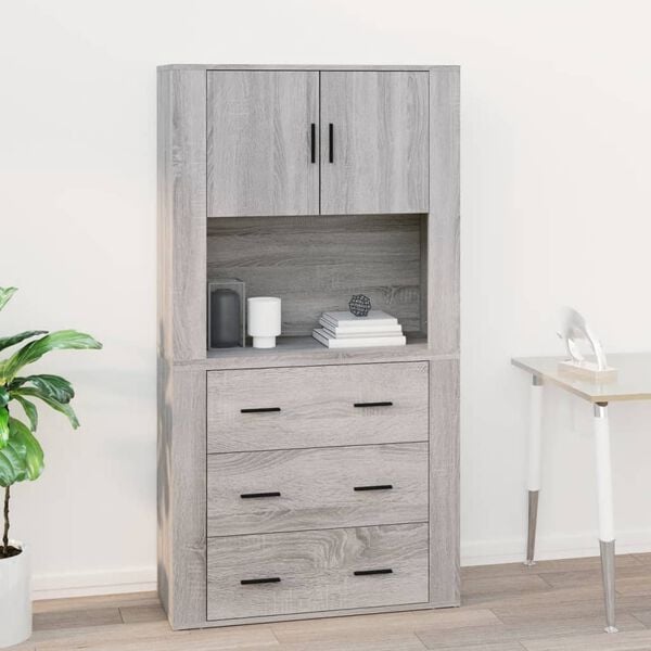 vidaXL Ντουλάπι Τοίχου Γκρι Sonoma 80x33x80 εκ. Επεξεργασμένο Ξύλο