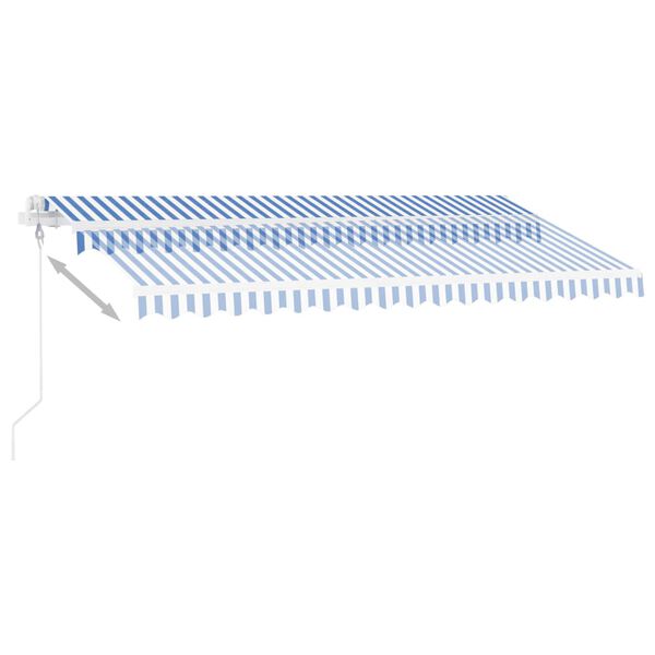 vidaXL Τέντα Αυτόματη με Αισθητήρα Ανέμου & LED Μπλε/Λευκό 450x300 εκ.