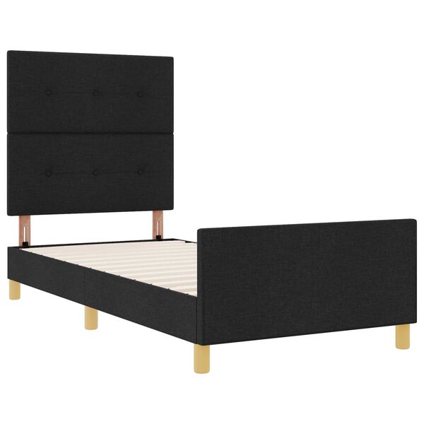 vidaXL Σκελετός Κρεβατιού με κεφαλάρι Μαύρο 80 x 200 cm ύφασμα