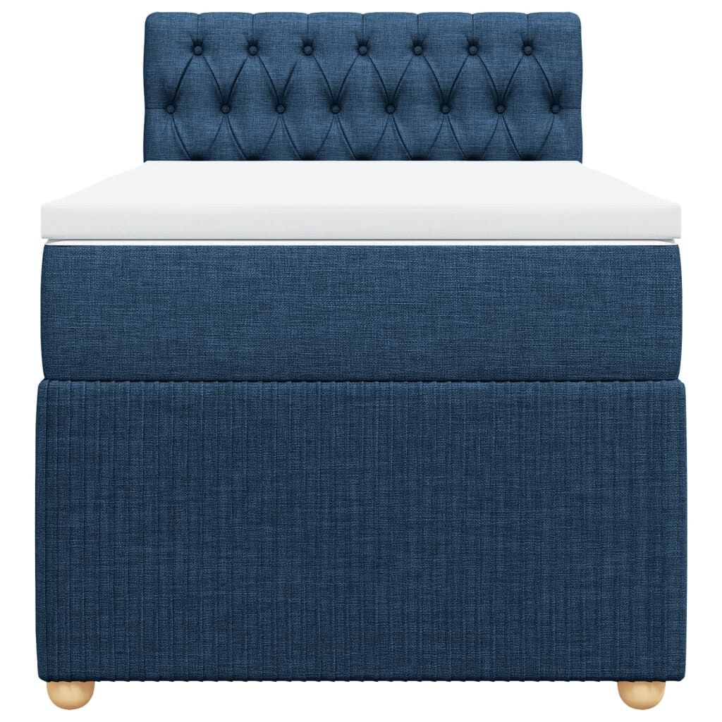 vidaXL Κρεβάτι Boxspring με Στρώμα Μπλε 90x190 εκ.Υφασμάτινο