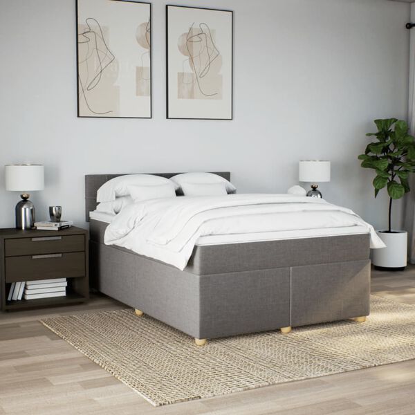 vidaXL &Kappa;&rho;&epsilon;&beta;ά&tau;&iota; Boxspring &mu;&epsilon; &Sigma;&tau;&rho;ώ&mu;&alpha; Taupe 160x200 &epsilon;&kappa;. &Upsilon;&phi;&alpha;&sigma;&mu;ά&tau;&iota;&nu;&omicron;