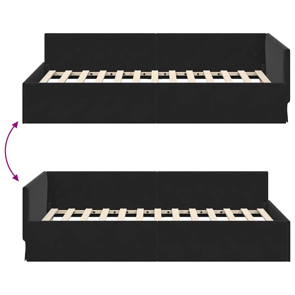 vidaXL Κρεβάτι Γωνίας Μαύρο 80 x 200 cm Βελούδο και Εργοστασιακό ξύλο