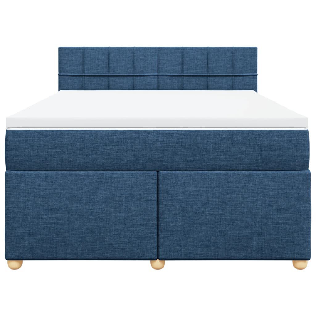 vidaXL Κρεβάτι Boxspring με Στρώμα Μπλε 160x200 εκ. Υφασμάτινο