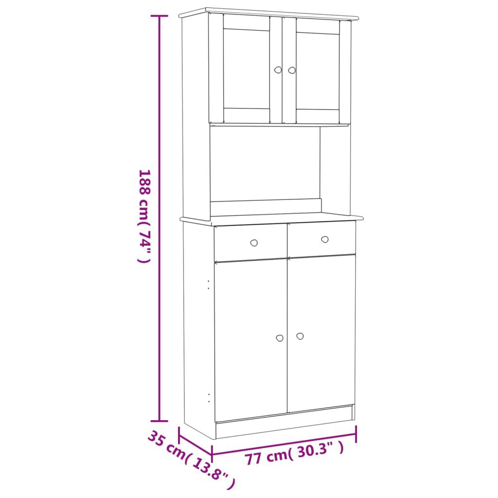 vidaXL Ντουλάπι ALTA 77 x 35 x 188 εκ. από Μασίφ Ξύλο Πεύκου