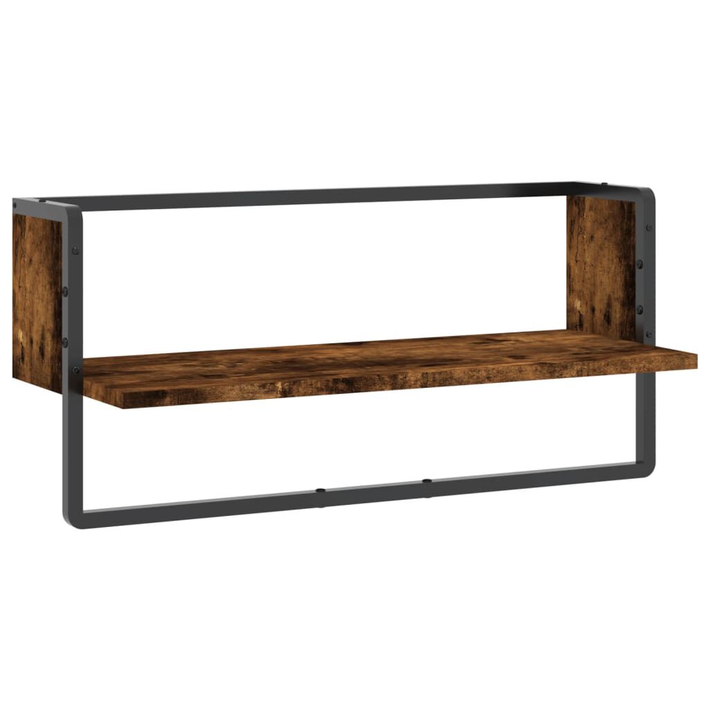 vidaXL Ράφι Τοίχου με Μπάρα Καπνιστή Δρυς 65x25x30 εκ.
