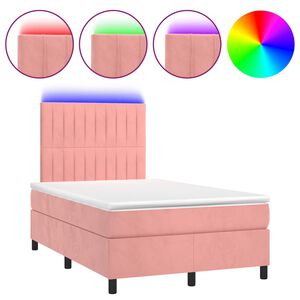 vidaXL &Kappa;&rho;&epsilon;&beta;ά&tau;&iota; Boxspring &mu;&epsilon; &Sigma;&tau;&rho;ώ&mu;&alpha; & LED &Rho;&omicron;&zeta; 120x200 &epsilon;&kappa;. &Beta;&epsilon;&lambda;&omicron;ύ&delta;&iota;&nu;&omicron;