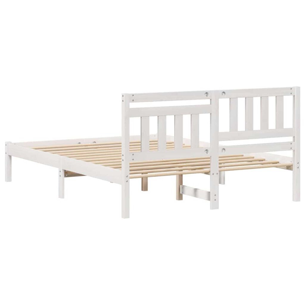 vidaXL Σκελετός Κρεβατιού Λευκό 135 x 190 cm Μασίφ ξύλο πεύκου