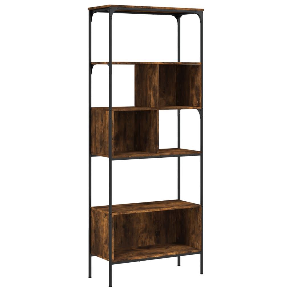 vidaXL Βιβλιοθήκη 5 Επιπέδων Καπνιστή Δρυς 76x33x188,5 εκ. Επεξ. Ξύλο