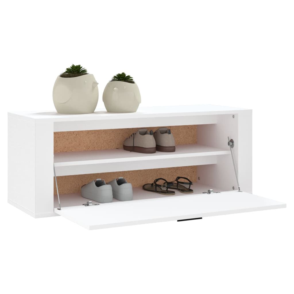 vidaXL Παπουτσοθήκη Επιτοίχια Λευκή 100x35x38 εκ. Επεξεργασμένο Ξύλο