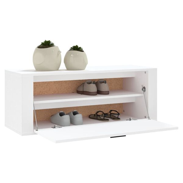 vidaXL Παπουτσοθήκη Επιτοίχια Λευκή 100x35x38 εκ. Επεξεργασμένο Ξύλο
