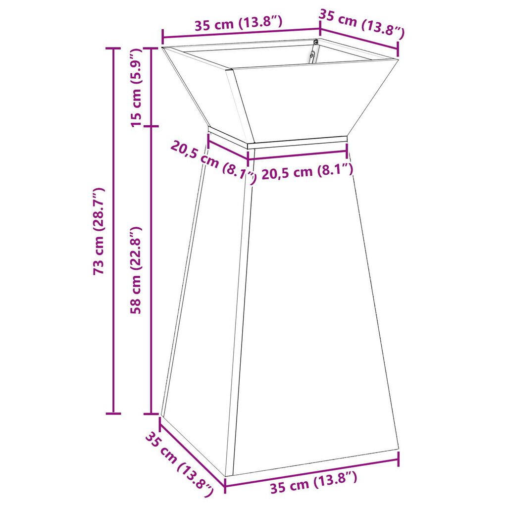 vidaXL Σετ Βάσης Φυτών Ελιά Μέταλλο 35 x 35 x 73 εκ. Διακοσμητικά Ένθετα