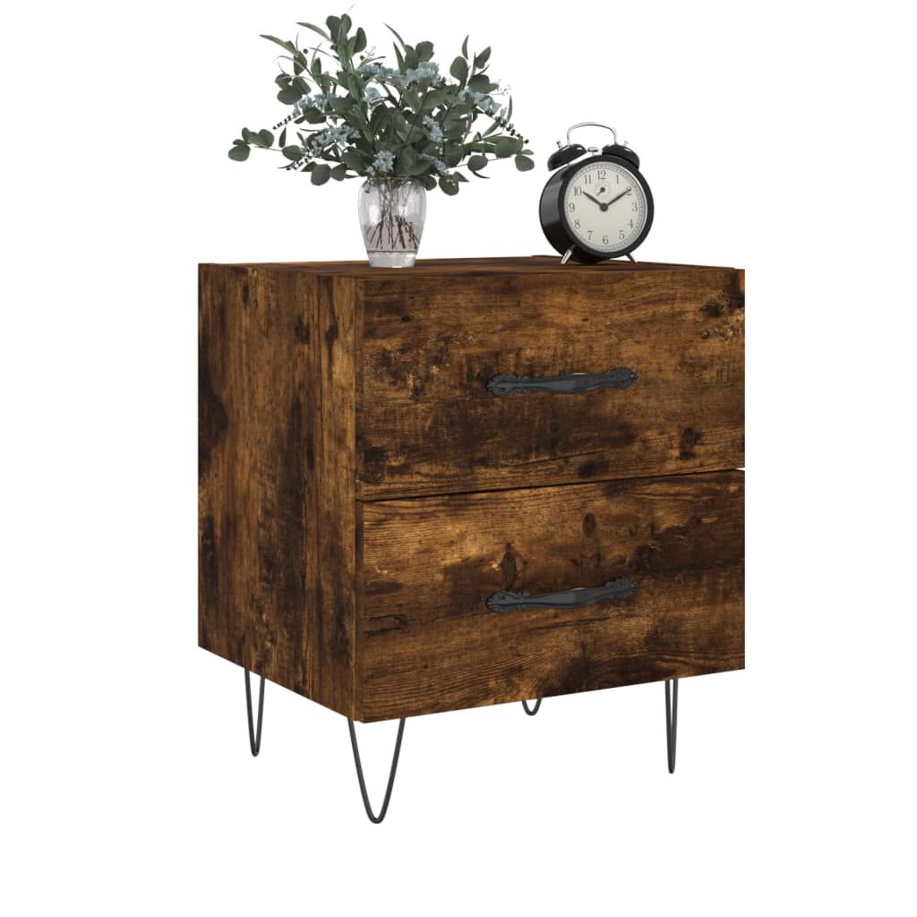 vidaXL Κομοδίνα 2 τεμ. Καπνιστή Δρυς 40 x 35 x 47,5 εκ. Επεξεργ. Ξύλο