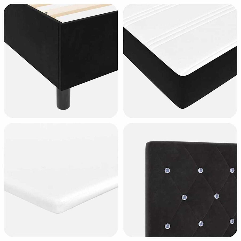 vidaXL Κρεβάτι με ελατήρια με στρώμα Μαύρο 90 x 190 cm Βελούδο