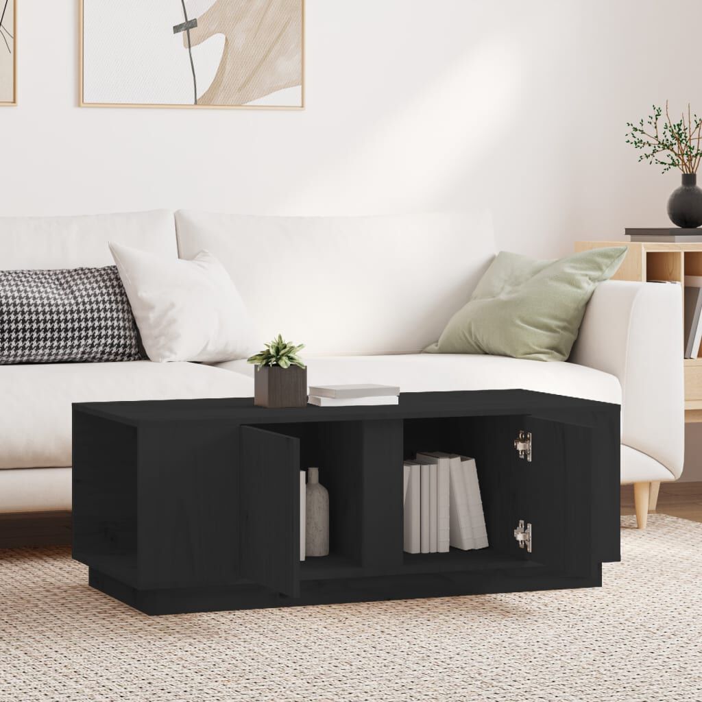 vidaXL Τραπεζάκι Σαλονιού Μαύρο 110 x 50 x 40 εκ από Μασίφ Ξύλο Πεύκου
