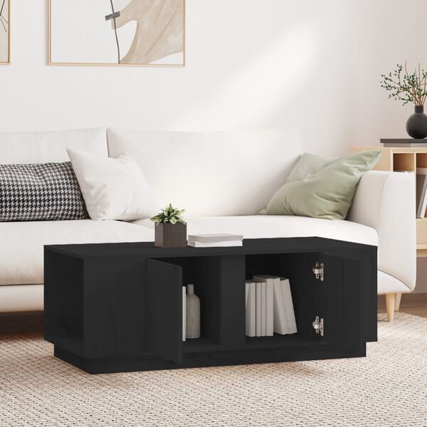 vidaXL Τραπεζάκι Σαλονιού Μαύρο 110 x 50 x 40 εκ από Μασίφ Ξύλο Πεύκου