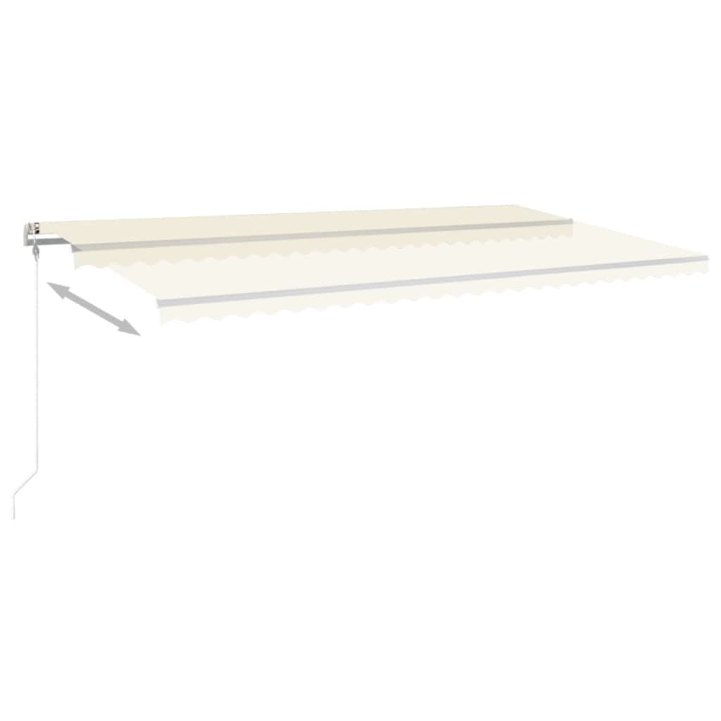 vidaXL Τέντα Συρόμενη Χειροκίνητη με LED Κρεμ 6x3,5 μ.