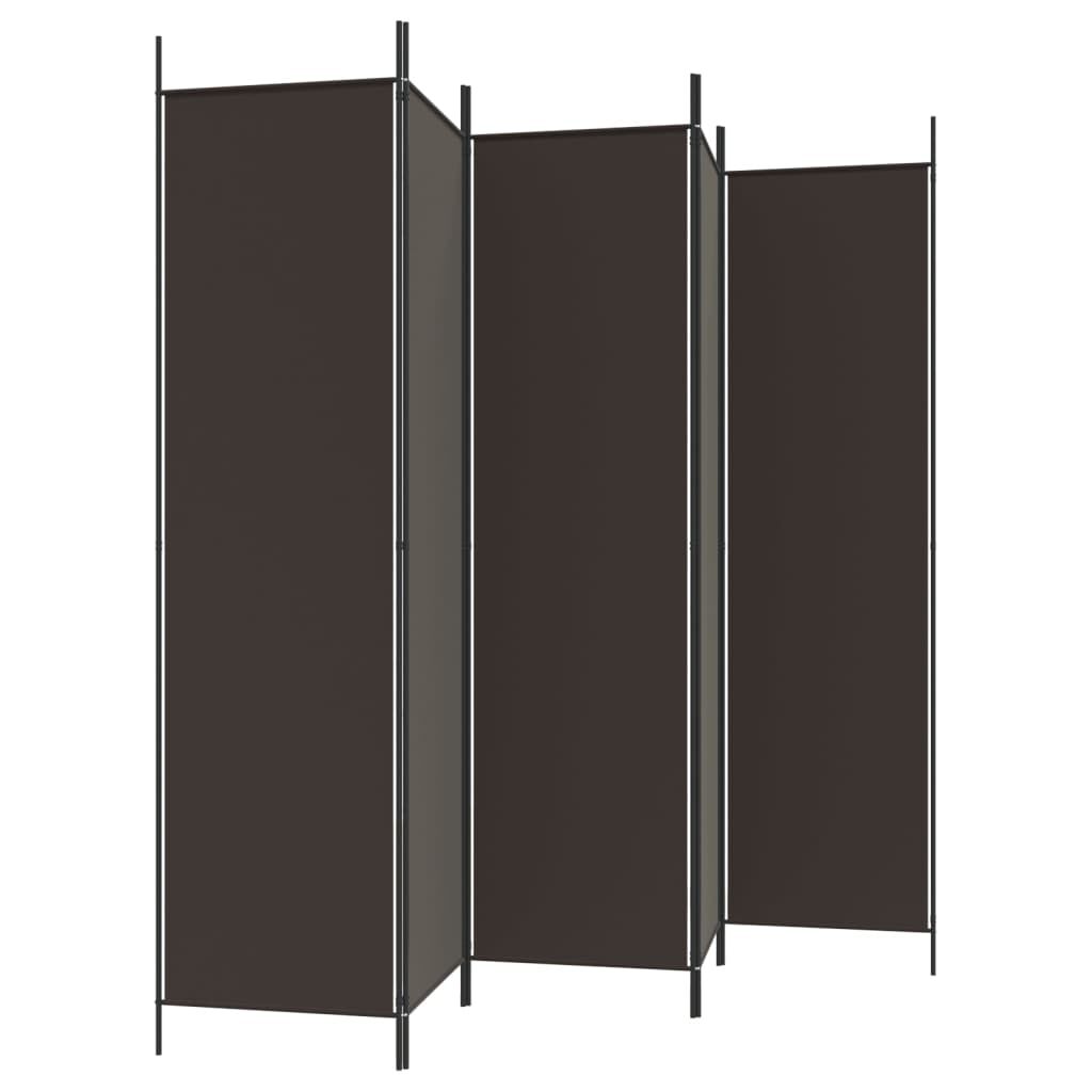 vidaXL Διαχωριστικό Δωματίου με 5 Πάνελ Καφέ 250x200 εκ. από Ύφασμα
