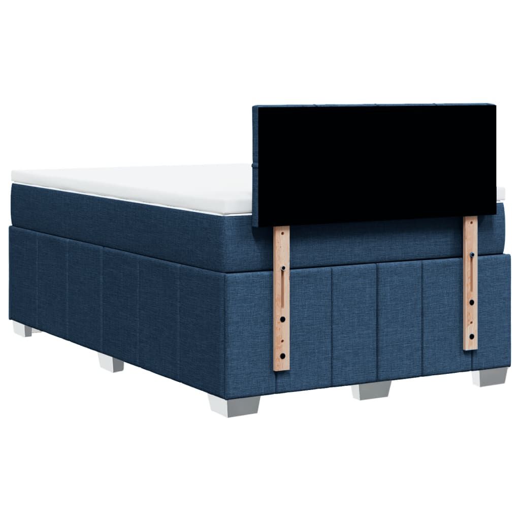 vidaXL Κρεβάτι Boxspring με Στρώμα Μπλε 120x190 εκ. Υφασμάτινο