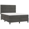 vidaXL Κρεβάτι Boxspring με Στρώμα & LED Σκ. Γκρι 140x200εκ. Βελούδινο
