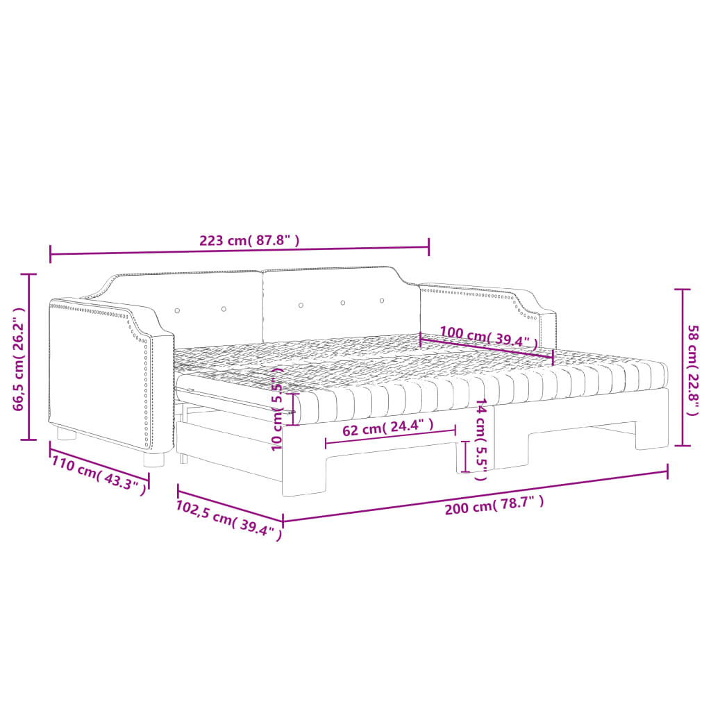vidaXL Καναπές Κρεβάτι Συρόμενος Taupe 100x200εκ. Υφασμάτινος Στρώματα
