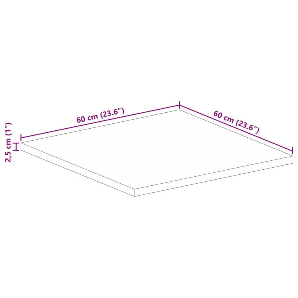 vidaXL Επιφάνεια Τραπεζιού Τετράγωνη 60x60x2,5 εκ. Μασίφ Ξύλο Μάνγκο