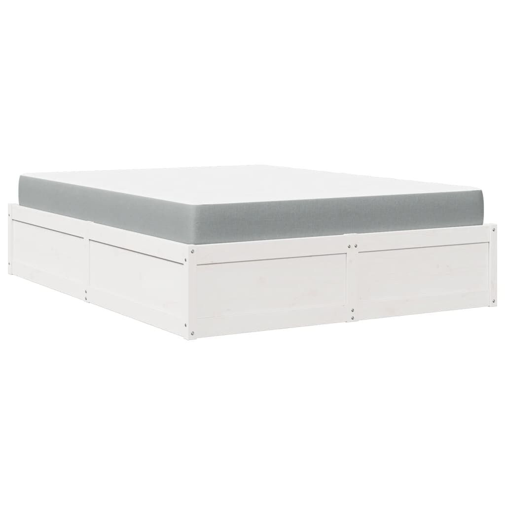 vidaXL Κρεβάτι με Στρώμα Λευκό 160x200 εκ Μασίφ Ξύλο Πεύκου