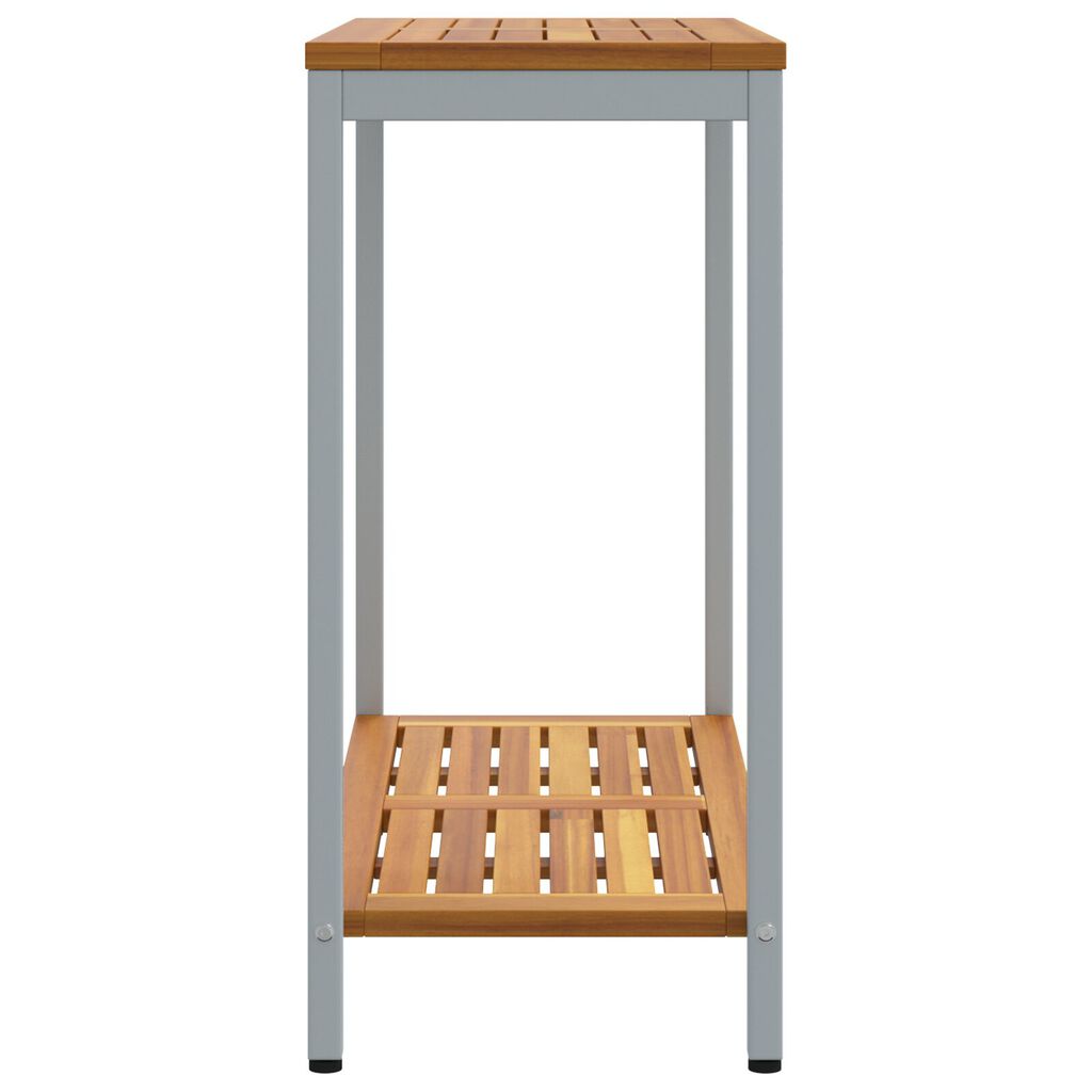 vidaXL Εξωτερικό Τραπέζι Φυσικό & Γκρι 35x80x75 εκ. Μασίφ Ξύλο και Χάλυβας