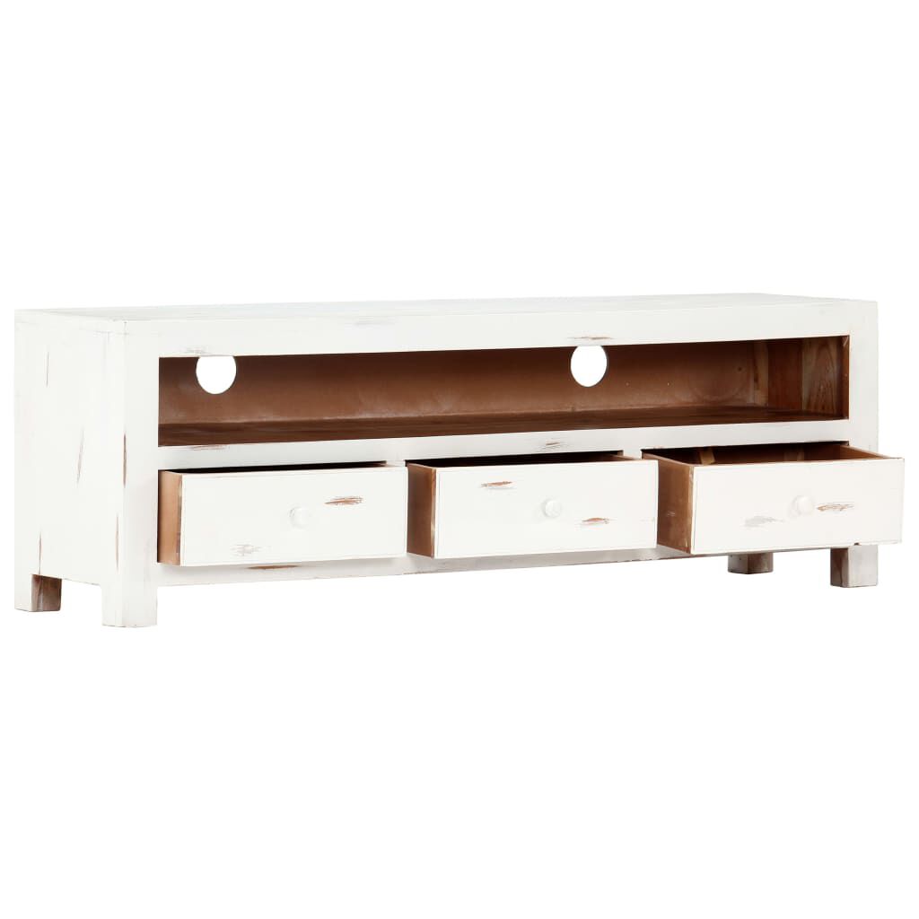 vidaXL Έπιπλο Τηλεόρασης Λευκό 120x30x40 εκ. από Μασίφ Ξύλο Ακακίας