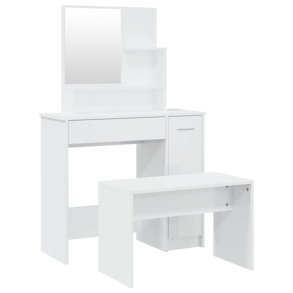 vidaXL Μπουντουάρ Σετ Γυαλιστερό Λευκό 86,5x35x136 εκ.