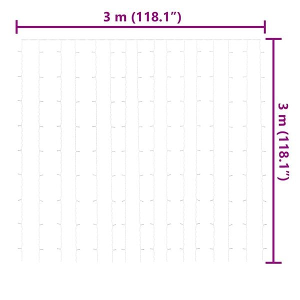 vidaXL Κουρτίνα LED Φωτάκια 300 LED Ψυχρό Λευκό 3 x 3 μ. 8 Λειτουργίες