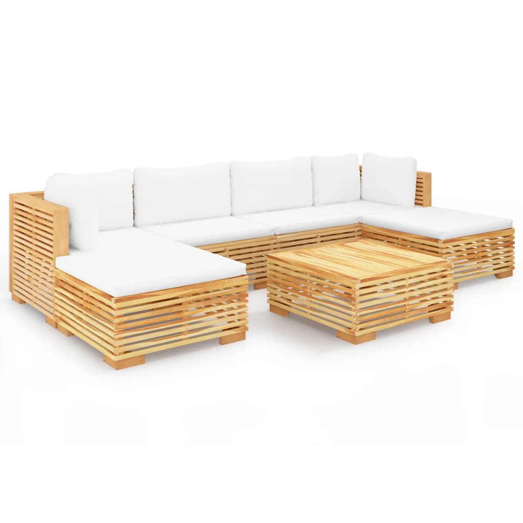 vidaXL Σαλόνι Κήπου Σετ 7 Τεμαχίων από Μασίφ Ξύλο Teak με Μαξιλάρια