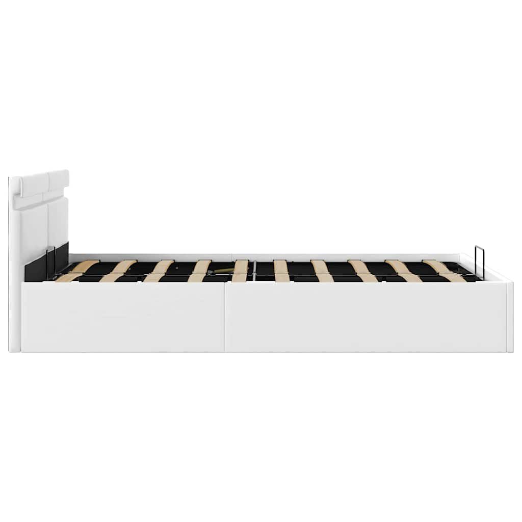 vidaXL Πλαίσιο Κρεβατιού με Αποθ. Χώρο/LED Λευκό 120x200 εκ. Δερματίνη
