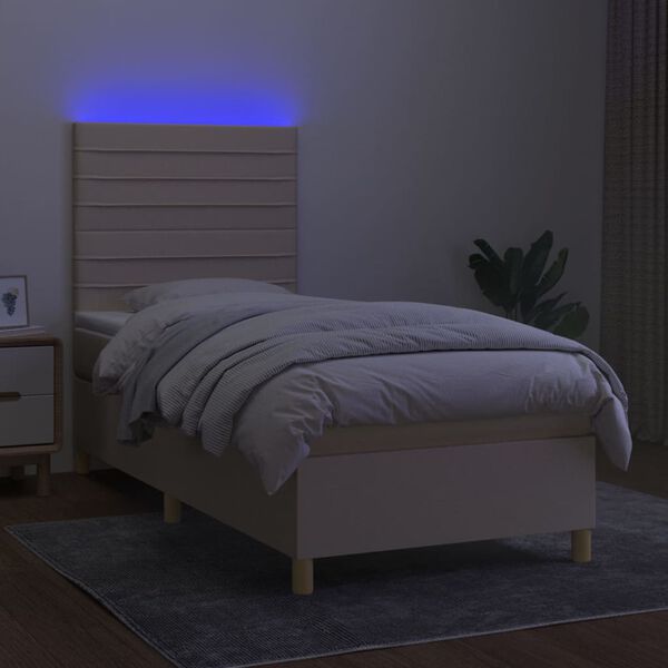 vidaXL &Kappa;&rho;&epsilon;&beta;ά&tau;&iota; Boxspring &mu;&epsilon; &Sigma;&tau;&rho;ώ&mu;&alpha; & LED &Kappa;&rho;&epsilon;&mu; 80x200 &epsilon;&kappa;. &Upsilon;&phi;&alpha;&sigma;&mu;ά&tau;&iota;&nu;&omicron;