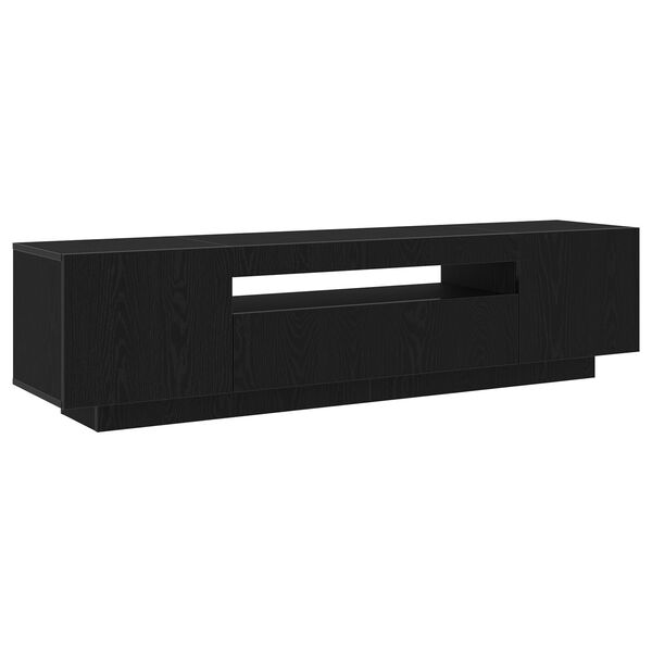 vidaXL Κάδος τηλεόρασης με LED φώτα, Μαύρο Δρυς, 160x35x40 εκ., από επεξεργασμένο ξύλο